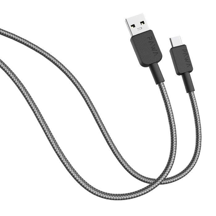 PAWA EL CARO SERIES USB A TO USB C PREMIUM BRAIDED CABLE 1.2M BLACK PW-120BD3AT-BK
