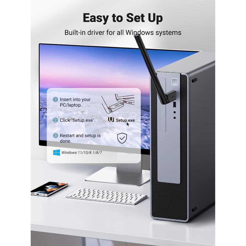 UGREEN AC650 HIGH GAIN DUAL BAND WIRELESS USB ADAPTER 90339 thumbnail 4