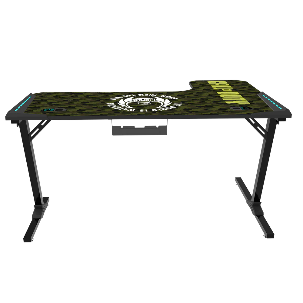 GameOn Phantom XL L-Shaped RGB Flowing Light Gaming Desk (Black/Green, COD-PHANTOMXL-L-02) - Dynamic and Spacious Setup for Gamers thumbnail 21