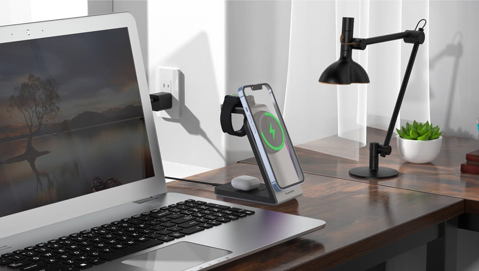BLUPEBBLE 3 IN 1 WIRELESS MAGSAFE CHARGING STAND BP-3IN1V1-SG thumbnail 11