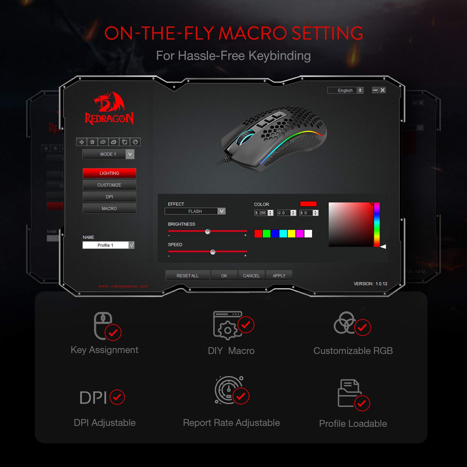 REDRAGON STORM HONEYCOMB WIRED GAMING MOUSE M808-RGB thumbnail 17