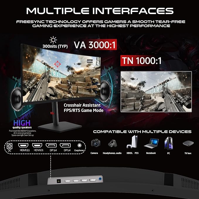 GAMEON 34 INCH WQHD 180 HZ 0.5MS CURVED GAMING MONITOR WITH SPEAKER GOC34WQHD180VA thumbnail 7