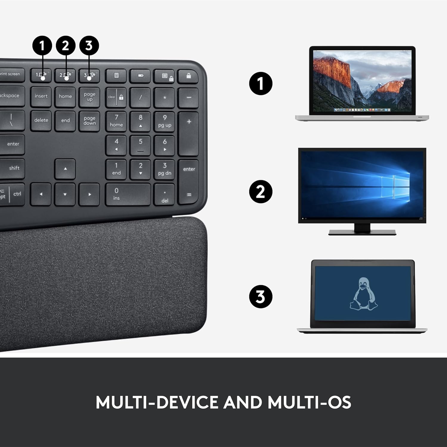LOGITECH ERGO WIRELESS SPLIT KEYBOARD K860 ENGLISH 920-010359 thumbnail 21