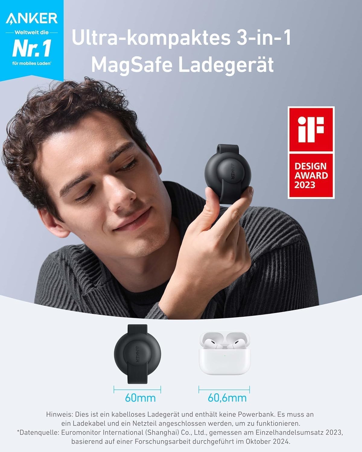 ANKER MAGGO WIRELESS CHARGING STATION 3 IN 1 FOLDABLE PAD WITH ADAPTER AND CABLE GREEN B25M8H61 thumbnail 6
