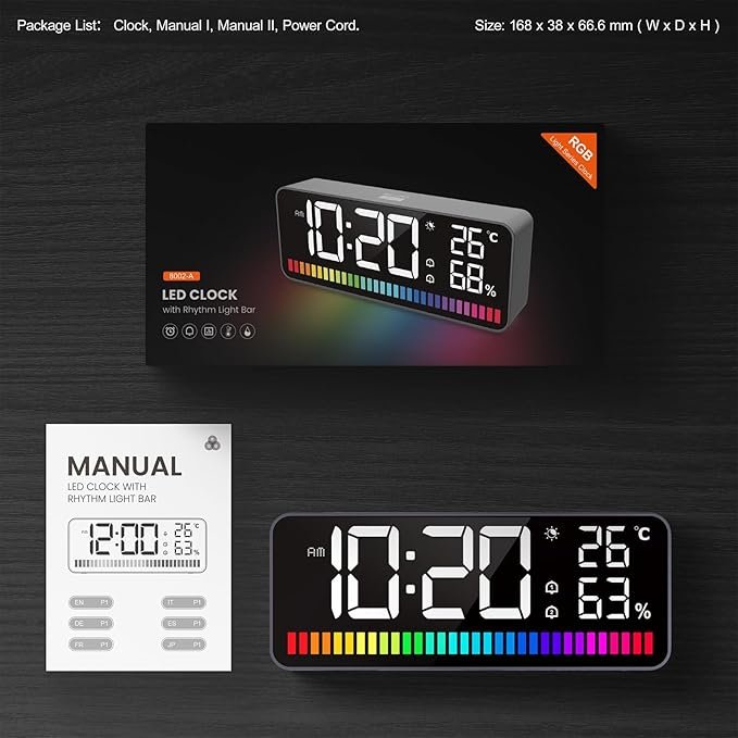 LED Alarm Clock 8002-A - Sleek Design with Bright Digital Display thumbnail 9