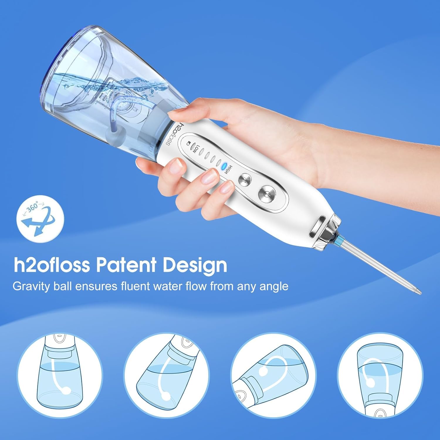 H20 FLOSS PORTABLE ORAL IRRIGATOR WHITE HF-6 thumbnail 13