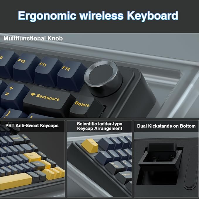 AULA 75 KEYS RGB 75% MECHANICAL GAMING KEYBOARD TRI MODE KNOB SEIYA SWITCH BLACK CONTOUR F75 thumbnail 5