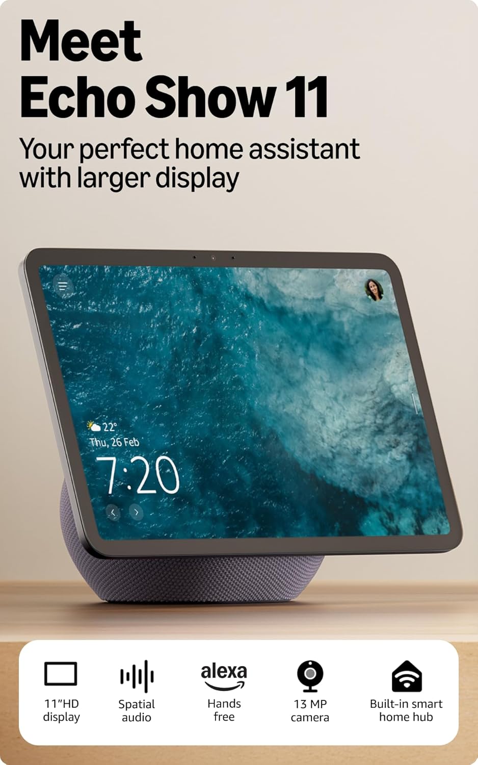 AMAZON ECHO SHOW 11TH GEN SMART DISPLAY WITH ALEXA+ GRAPHITE thumbnail 10