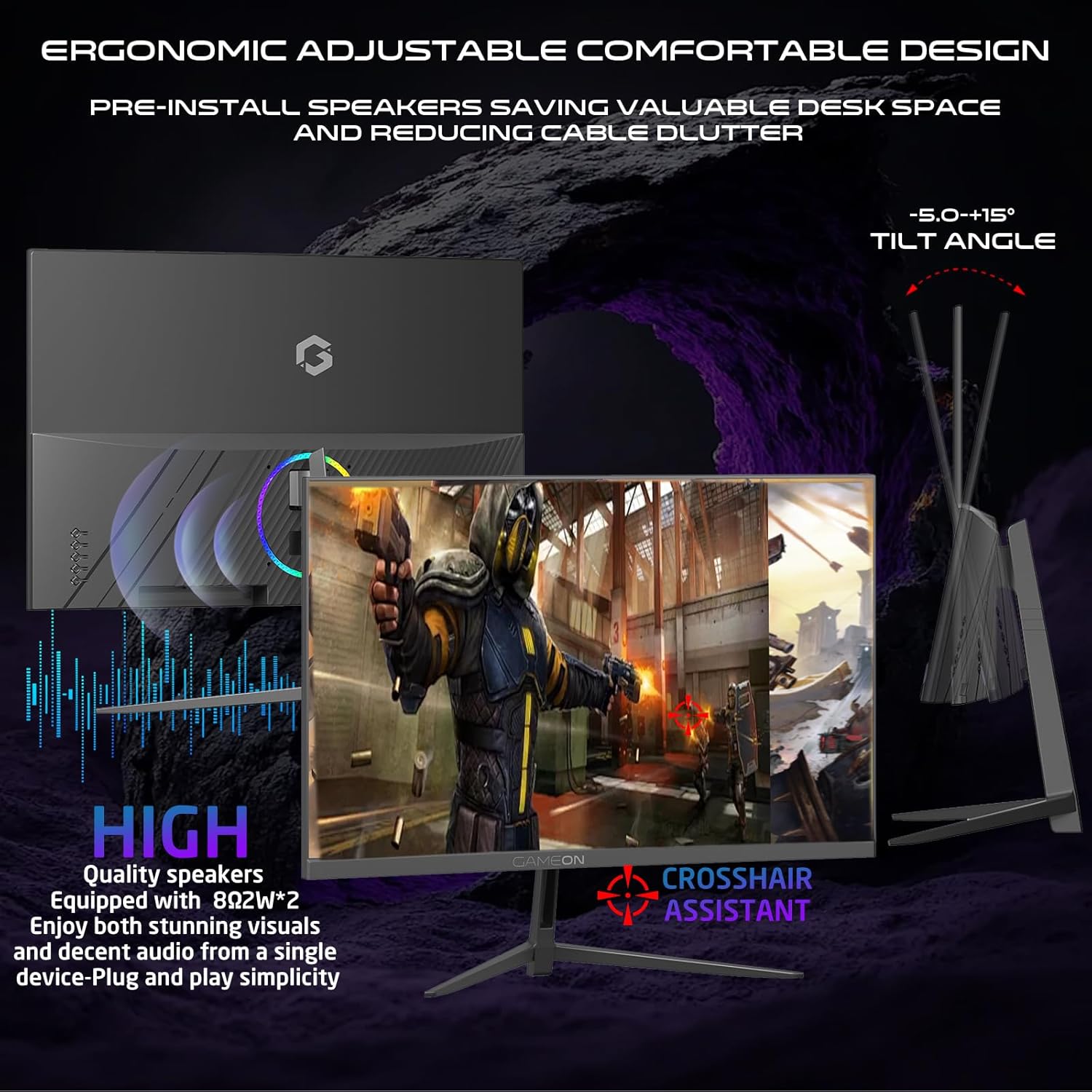 GAMEON 27 INCH FHD 180HZ 0.5MS VA PANEL CURVED GAMING MONITOR GOC27F180VA thumbnail 14