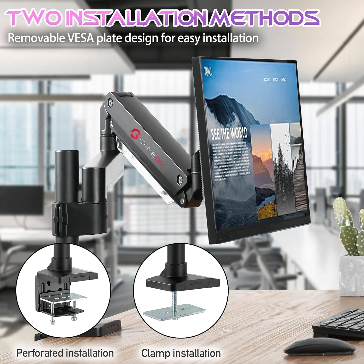 GAMEON GO-2083 POLE MOUNTED GAS SPRING DUAL MONITOR ARM 17-35-INCH BLACK thumbnail 12