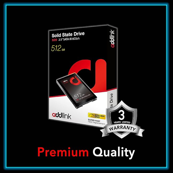 ADDLINK 2.5 INCH 3D NAND SATA III 6GB/S 512GB SSD BLACK AD512GBS20S3S thumbnail 8