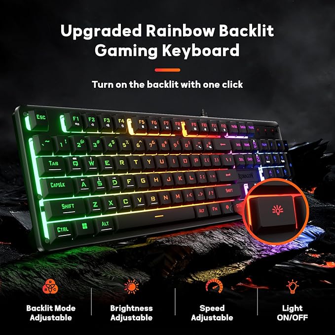 REDRAGON NETHERBANE RGB WIRED GAMING MEMBRANE KEYBOARD BLACK K521-RGB thumbnail 8