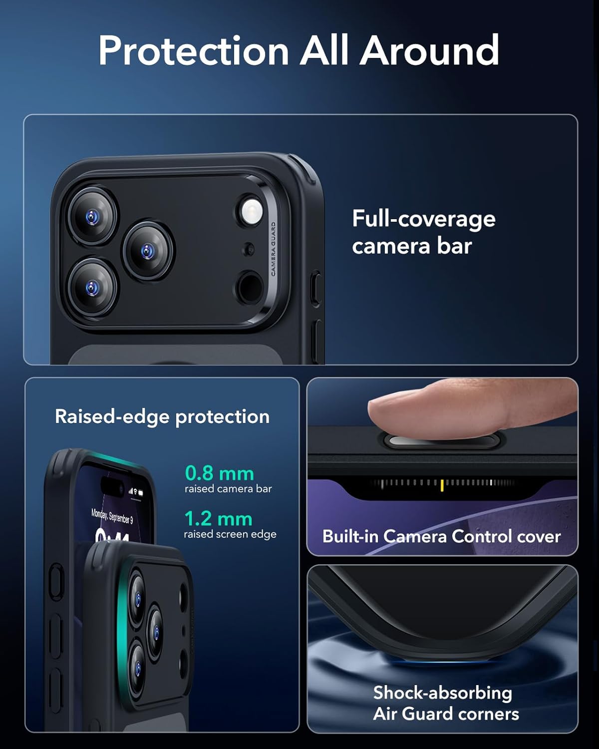ESR CLASSIC HYBRID MAGNETIC CASE CAM CONTROL COMPATIBLE WITH IPHONE 17 PRO CLEAR BLACK thumbnail 9