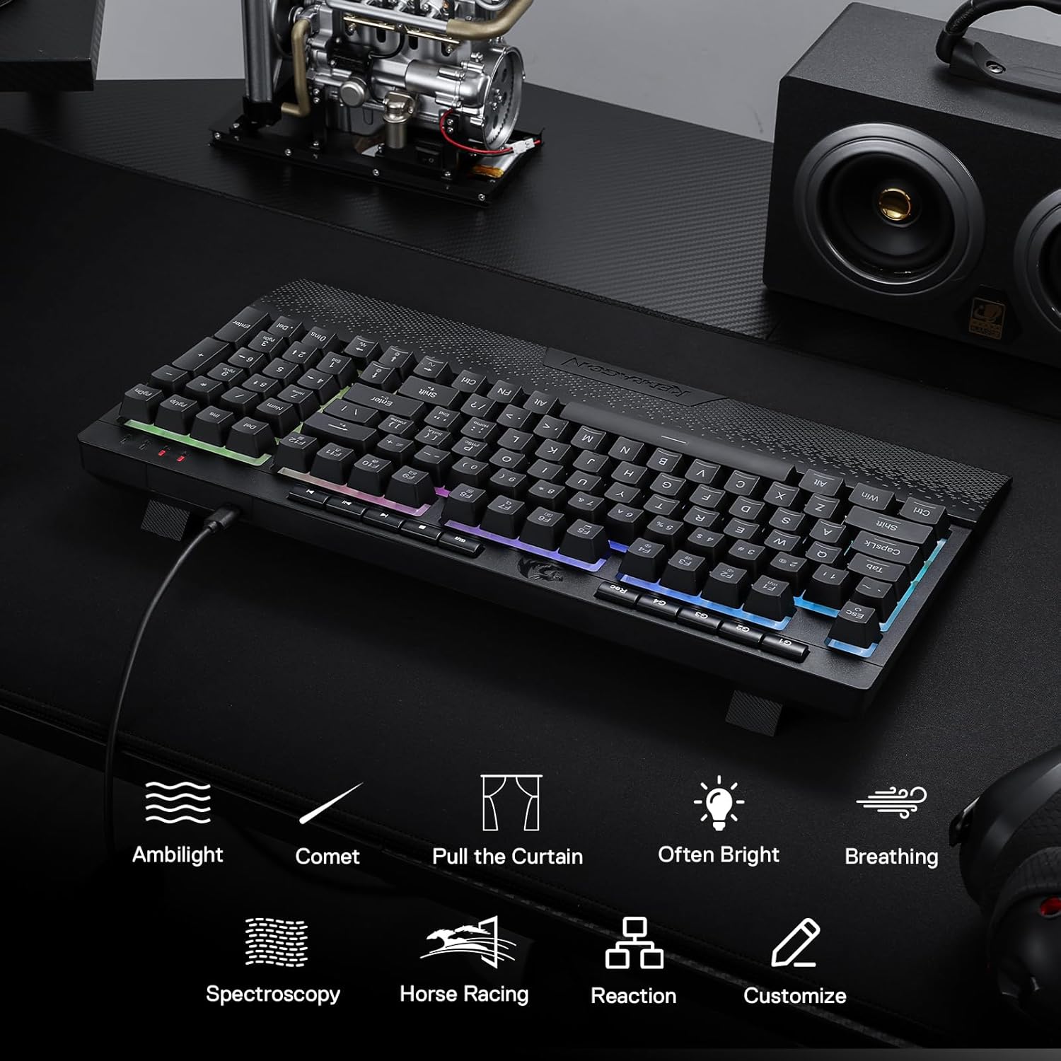 REDRAGON SHIVA 98 KEYS RGB WIRED GAMING KEYBOARD BLACK K515-RGB thumbnail 15
