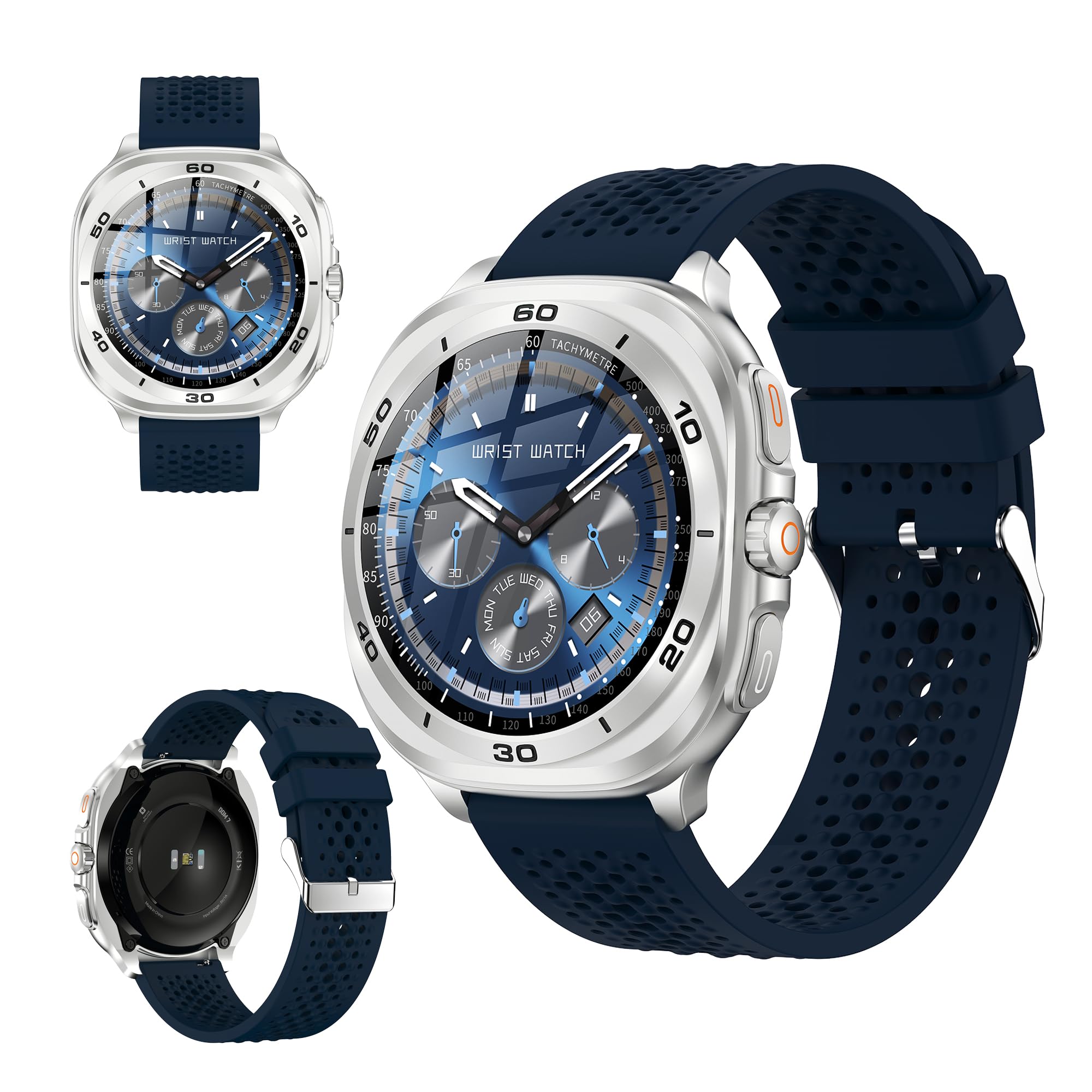 SWISS MILITARY DOM 7 SILVER FRAME WITH BLUE SILICONE STRAP SM-WCH-DOM7-SILF-BLUS thumbnail 6
