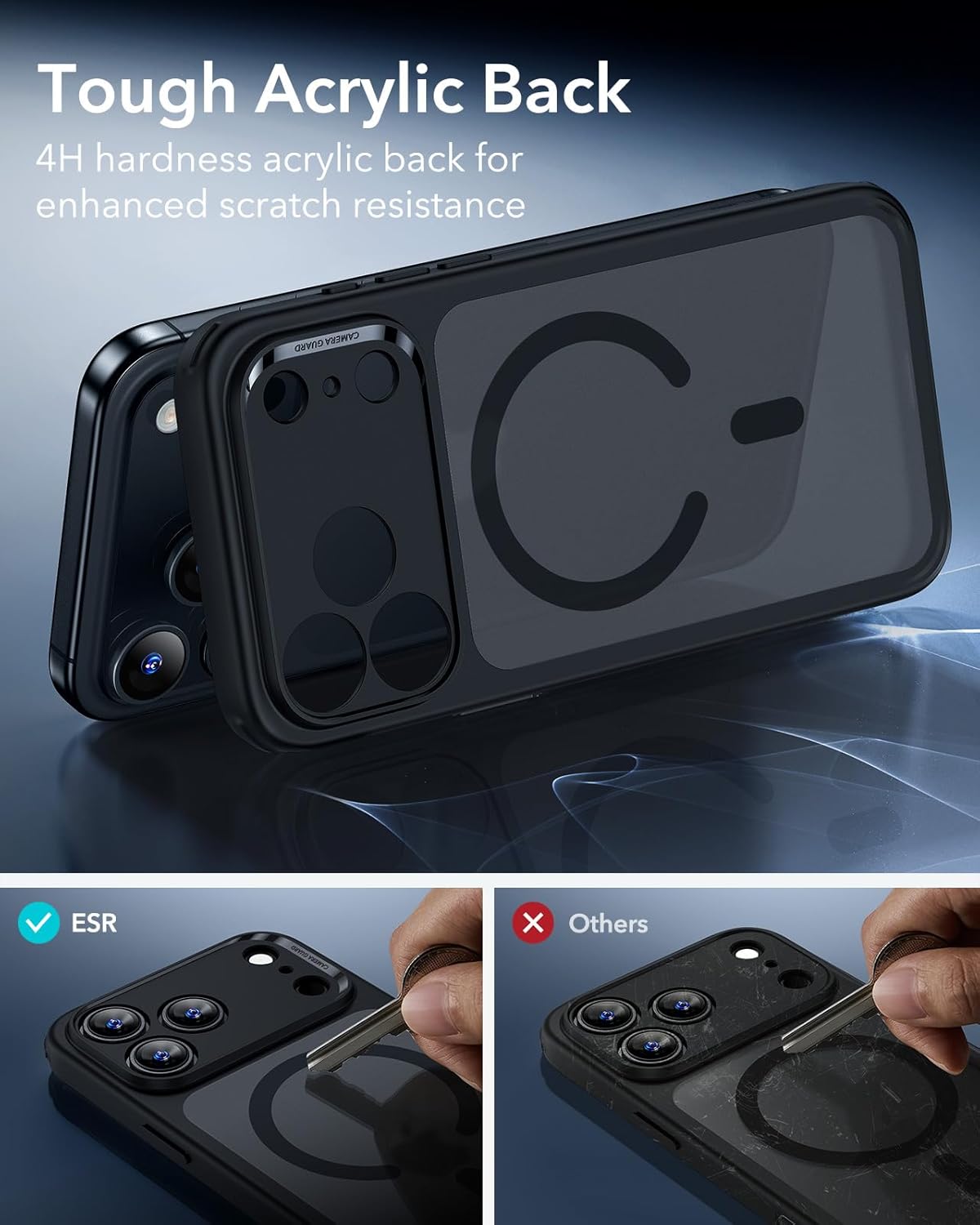 ESR CLASSIC HYBRID MAGNETIC CASE CAM CONTROL COMPATIBLE WITH IPHONE 17 PRO CLEAR BLACK thumbnail 12