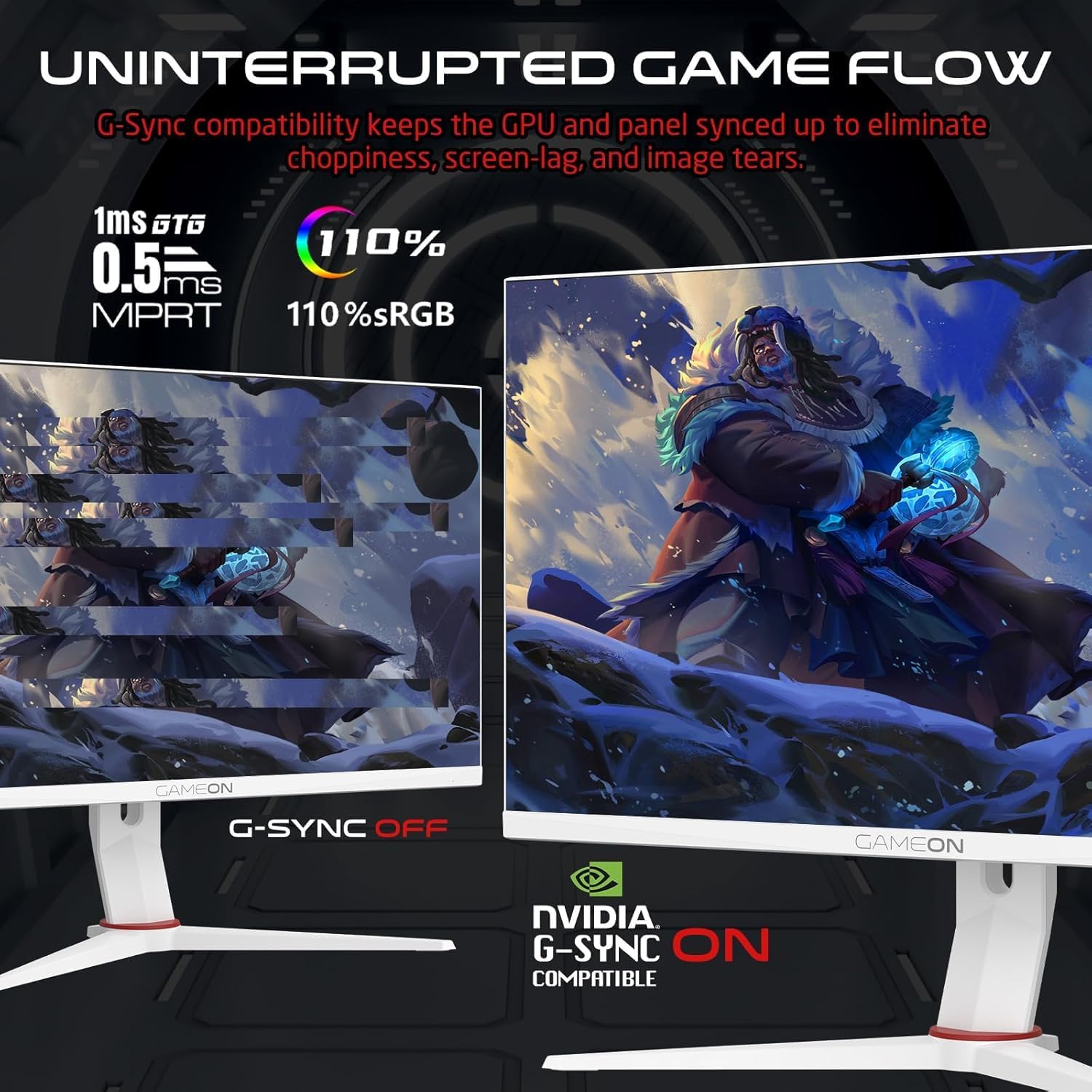 GAMEON 27 INCH ARTIC PRO GAMING MONITOR 180HZ FHD GOA27FHD thumbnail 9