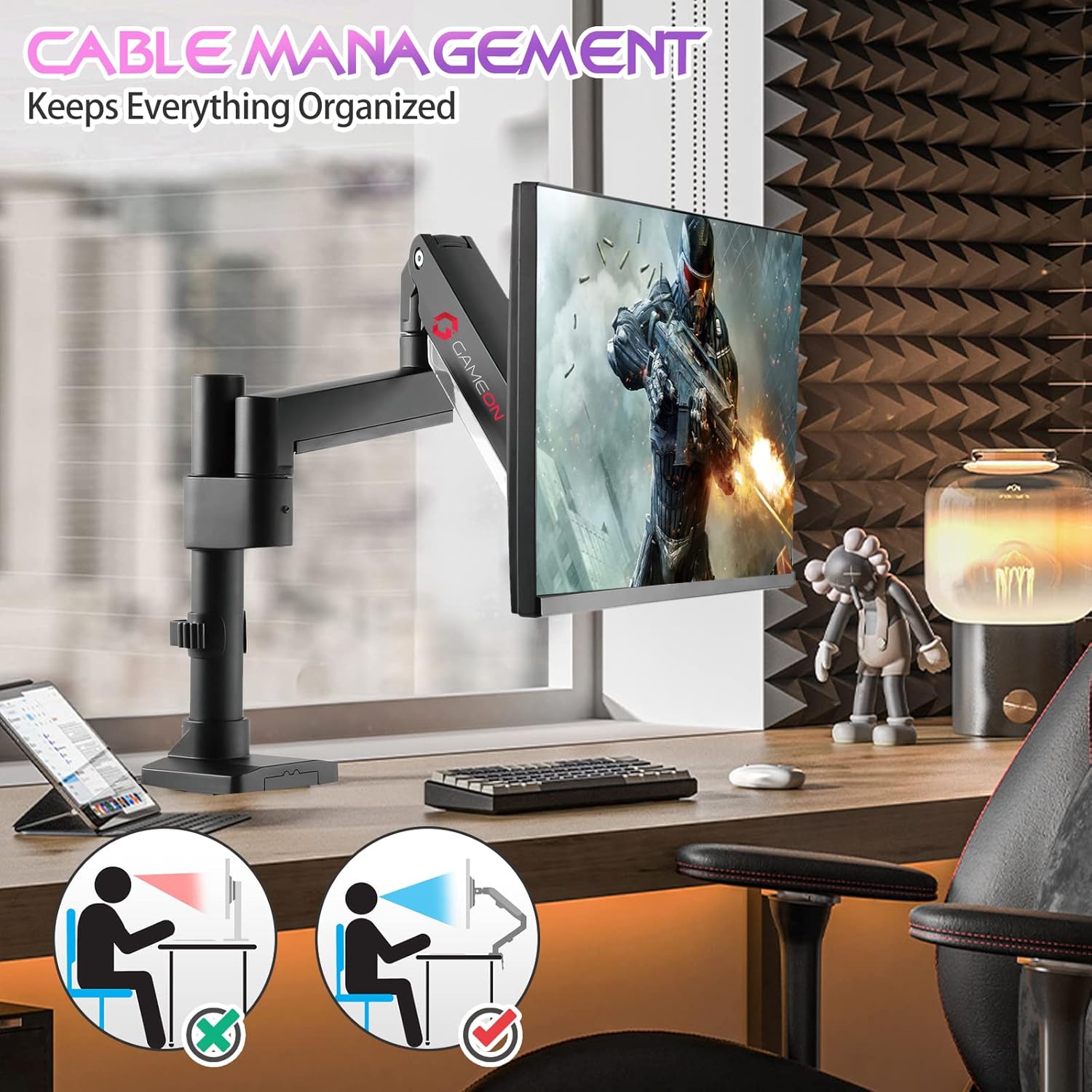 GAMEON GO-2083 POLE MOUNTED GAS SPRING DUAL MONITOR ARM 17-35-INCH BLACK thumbnail 13