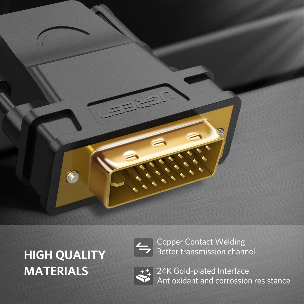 UGREEN DVI 24+1 MALE TO HDMI FEMALE ADAPTER BLACK 20124 thumbnail 5