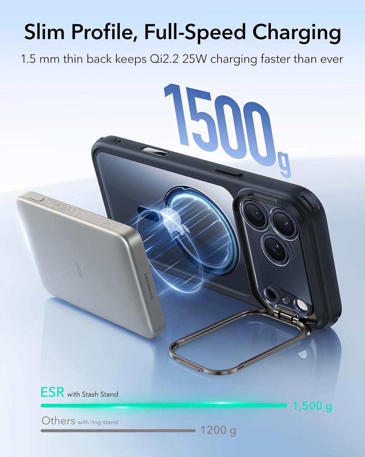ESR CLASSIC HYBRID MAGNETIC CASE CAM CONTROL STASH STAND COMPATIBLE WITH IPHONE 17 PRO CLEAR BLACK thumbnail 17