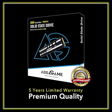 ADDLINK G55H M2 2280 PCIE GEN5 NVME GEN 5X4 1TB SSD WITH HEATSINK BLACK AD1TBG55HM2P thumbnail 8