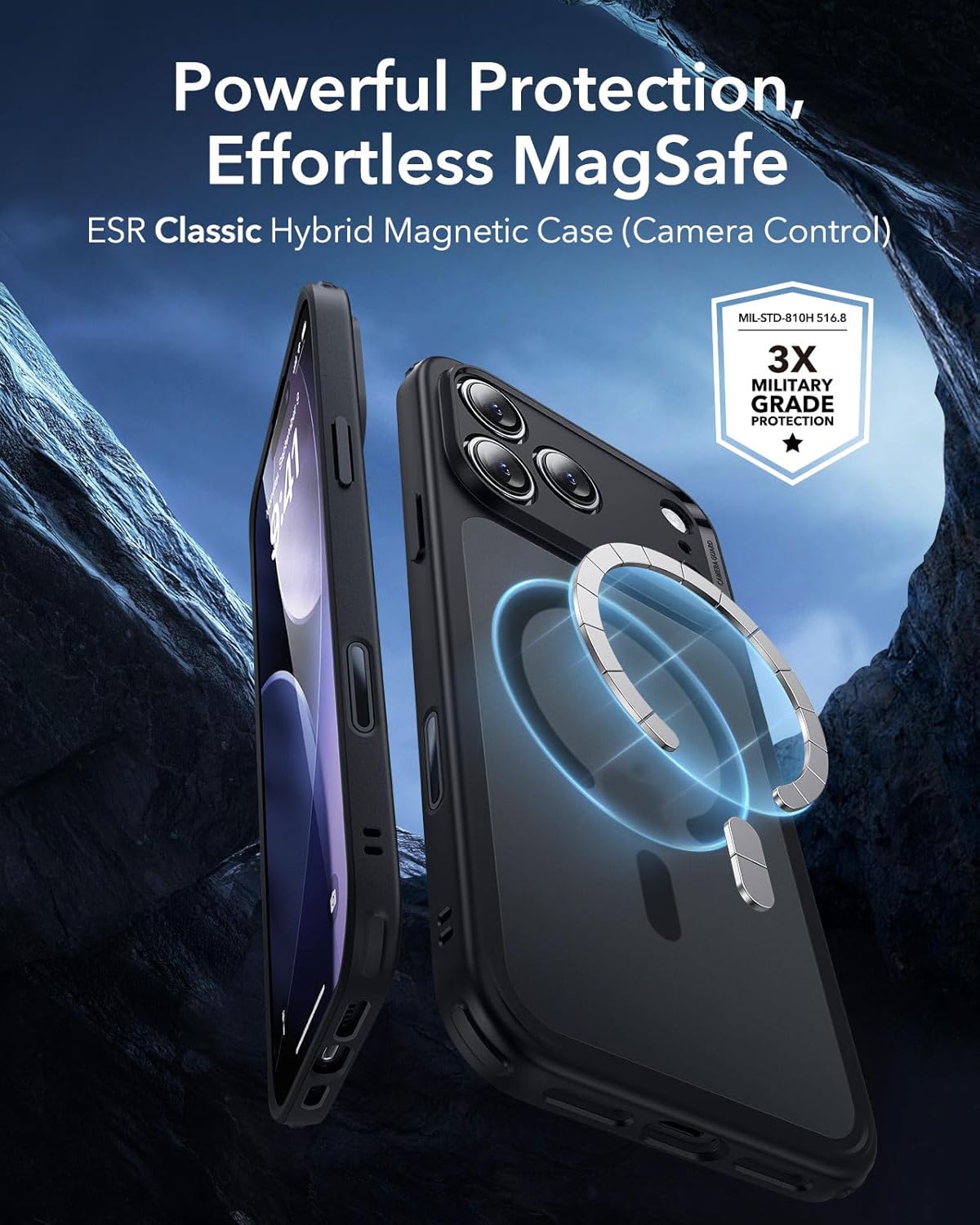 ESR CLASSIC HYBRID MAGNETIC CASE CAM CONTROL COMPATIBLE WITH IPHONE 17 PRO CLEAR BLACK thumbnail 8