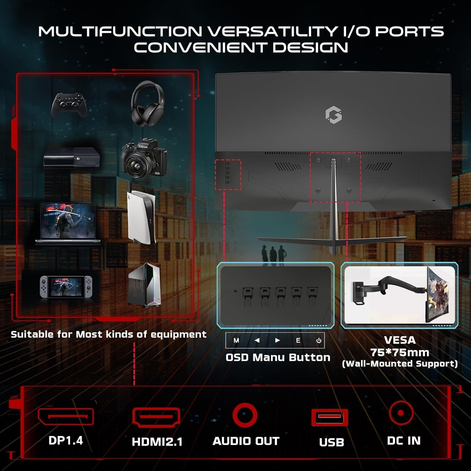 GAMEON 27 INCH FHD 180HZ 0.5MS VA PANEL CURVED GAMING MONITOR GOC27F180VA thumbnail 11