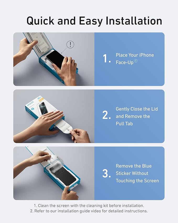 ANKER IPHONE 16 PRO EASY FIT SCREEN PROTECTOR KIT HD 2-PACK A720AH0A thumbnail 13