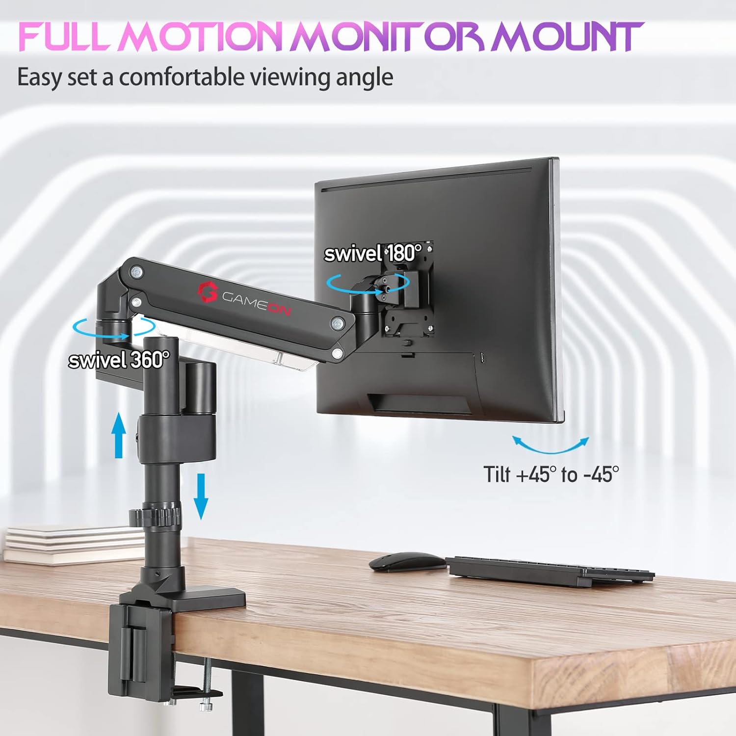 GAMEON GO-2083 POLE MOUNTED GAS SPRING DUAL MONITOR ARM 17-35-INCH BLACK thumbnail 9