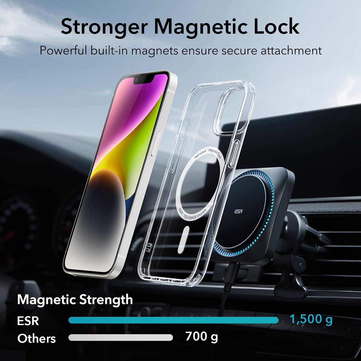 ESR IPHONE 14 PLUS AIR ARMOR HALO LOCK PROTECTION MAGNETIC CASE CLEAR thumbnail 13