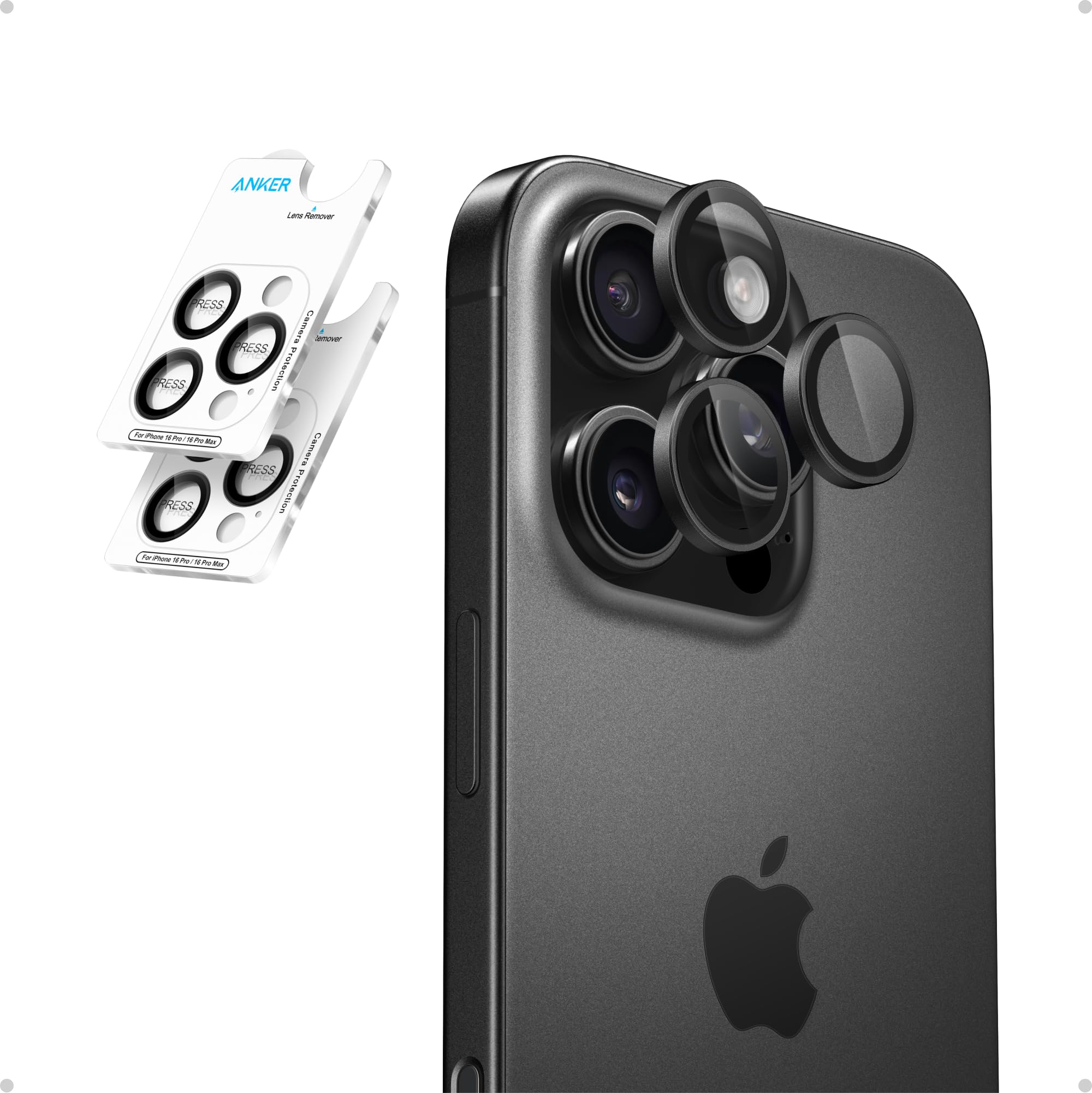 ANKER IPHONE 16 PRO MAX 2 PACK GLASS SCREEN PROTECTOR AND CAMERA LENS A720FHVC