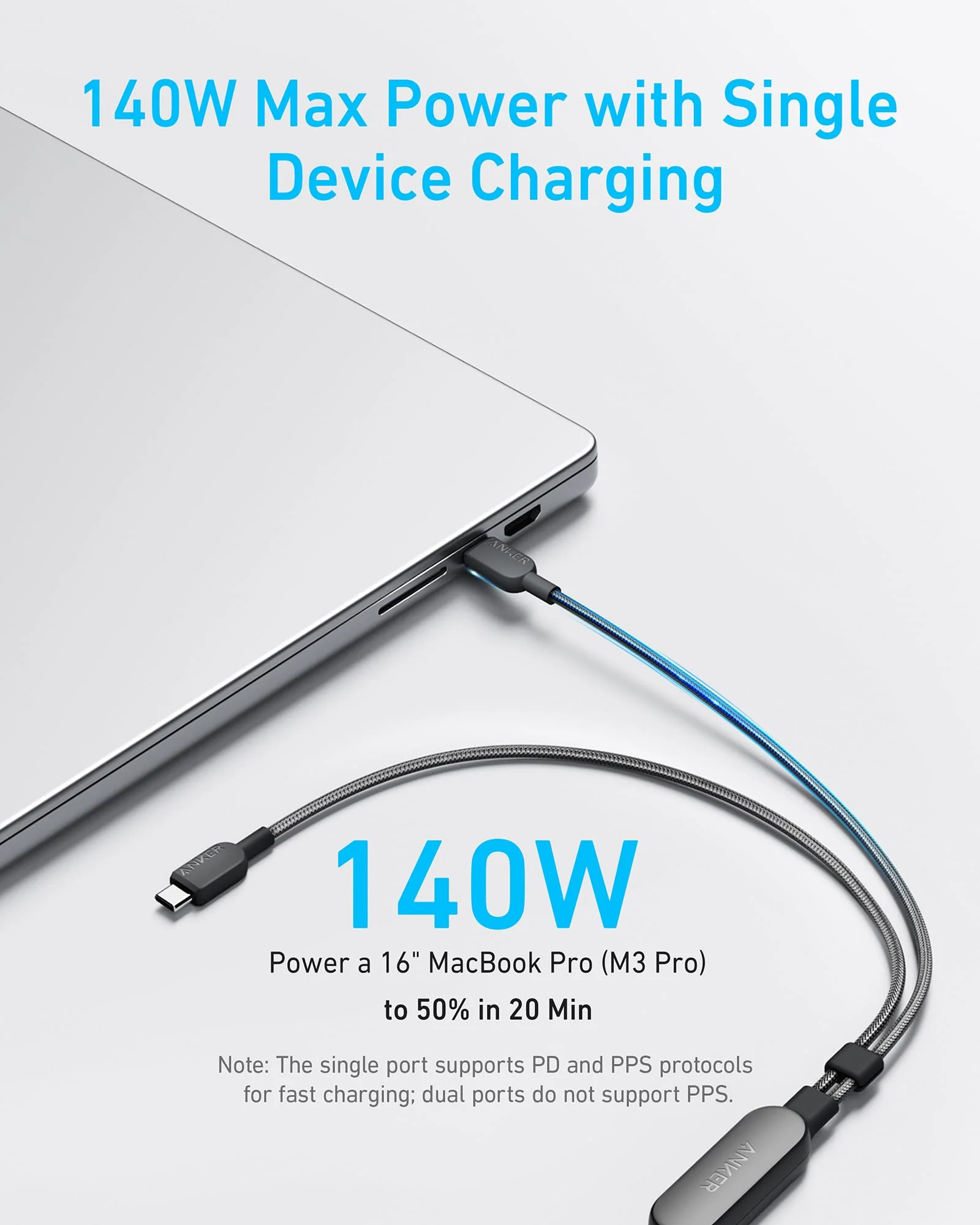 ANKER 2 IN 1 USB C TO USB C 140W 6FT CABLE BLACK A8895H12 thumbnail 9
