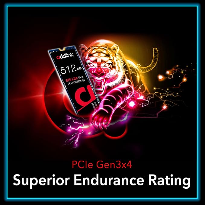 ADDLINK S70 NVME M.2 2280 PCI-E GEN 3X4 512GB SSD BLACK AD512GBS70LTM2P thumbnail 10
