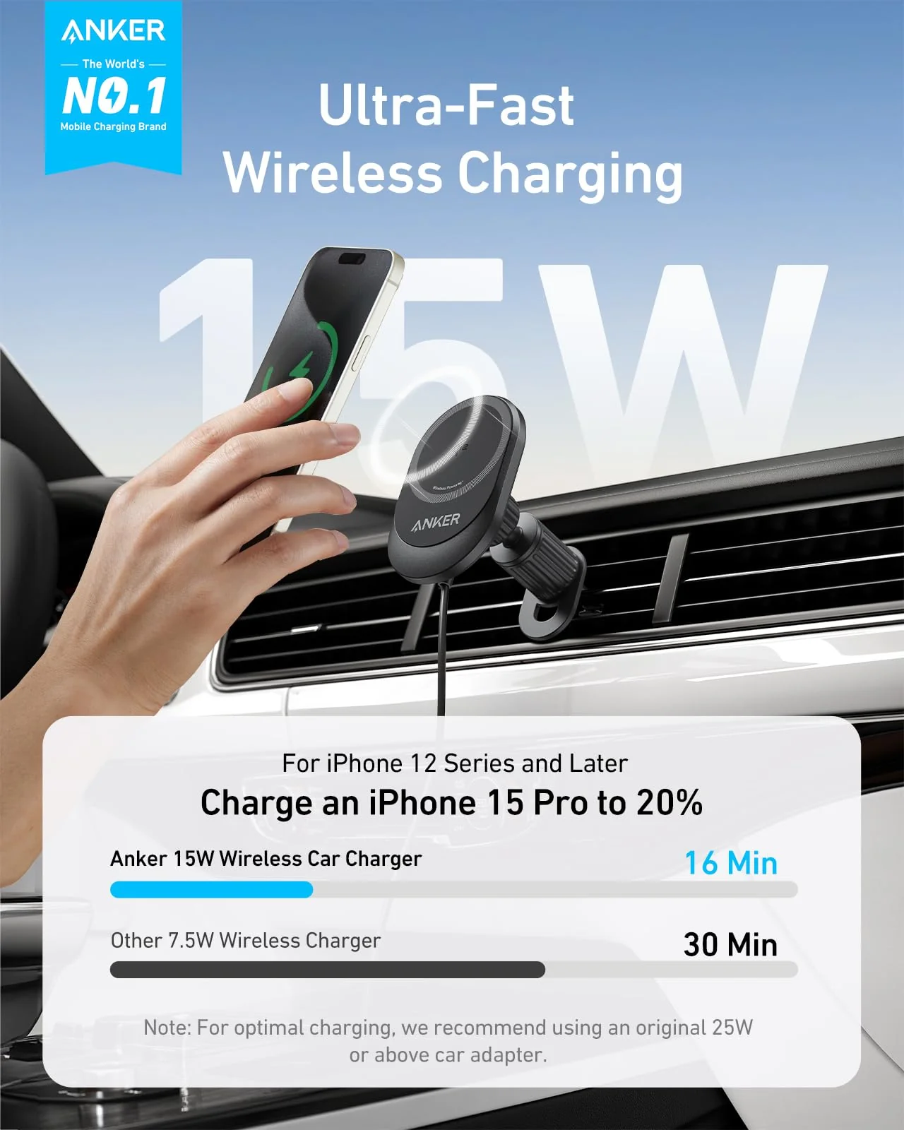 ANKER MAGGO WIRLESS CHARGER WITH CAR ADAPTER BLACK B2932111 thumbnail 7