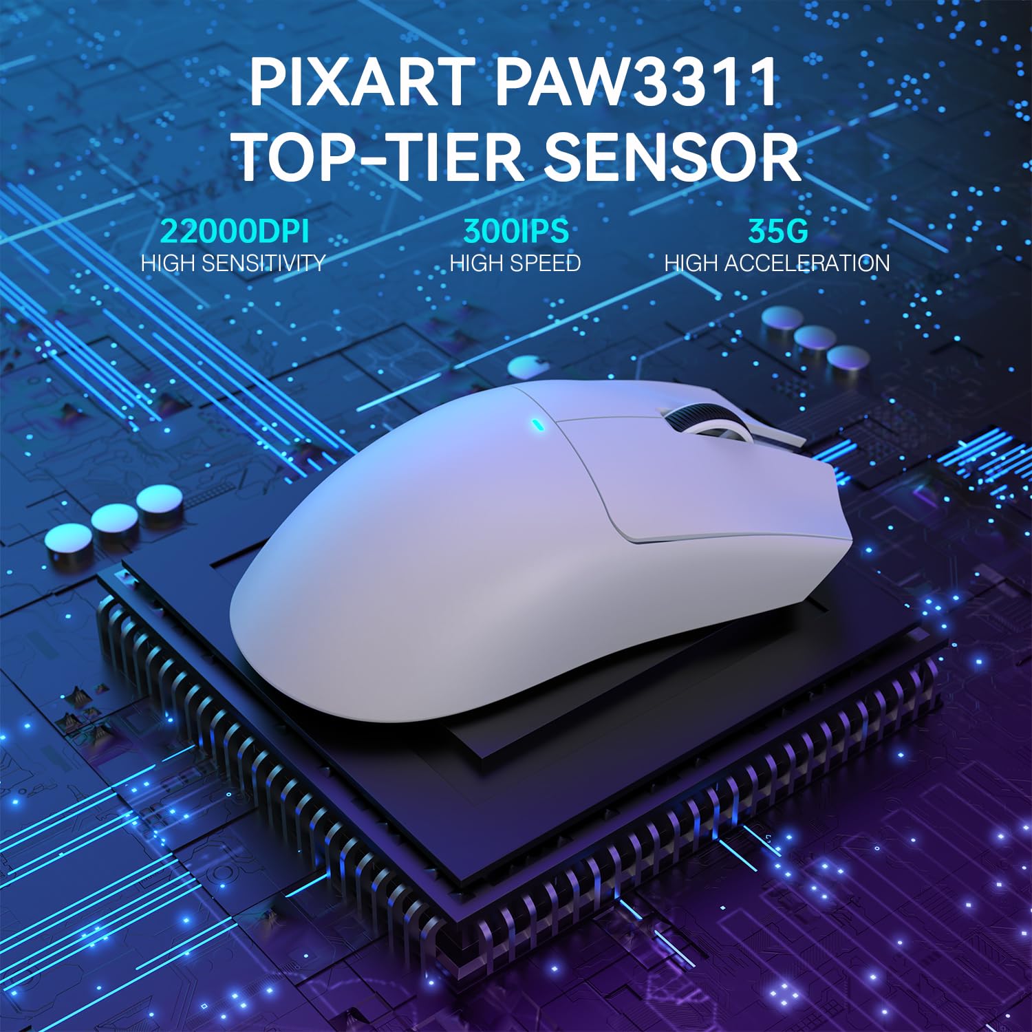 ATTACK SHARK LIGHTWEIGHT WIRELESS GAMING MOUSE WITH RGB CHARGING DOCK WHITE X11 thumbnail 14