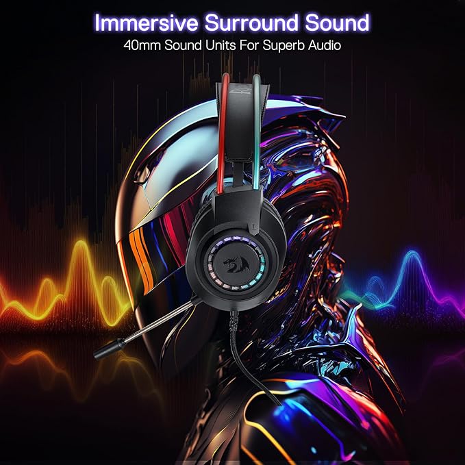 REDRAGON RGB SCREAM WIRED GAMING HEADSET BLACK H231 thumbnail 8