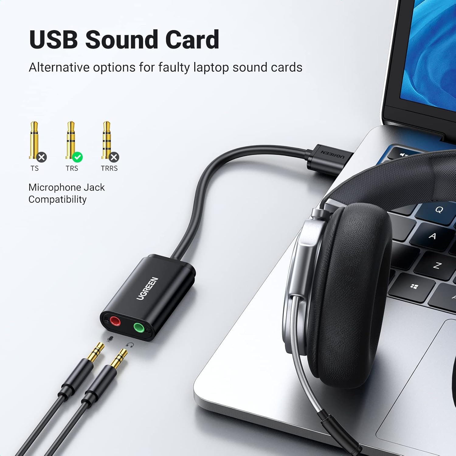 UGREEN USB 2.0 EXTERNAL SOUND ADAPTER BLACK 30724 thumbnail 8