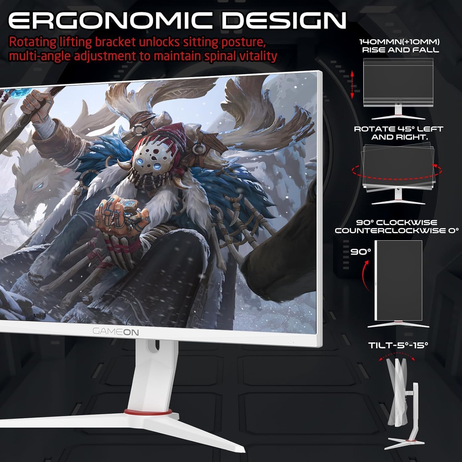 GAMEON 27 INCH ARTIC PRO GAMING MONITOR 180HZ FHD GOA27FHD thumbnail 8