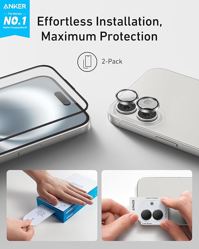 ANKER IPHONE 16 PRO MAX EASY FIT SCREEN PROTECTOR KIT HD 2-PACK A720AH0C thumbnail 6