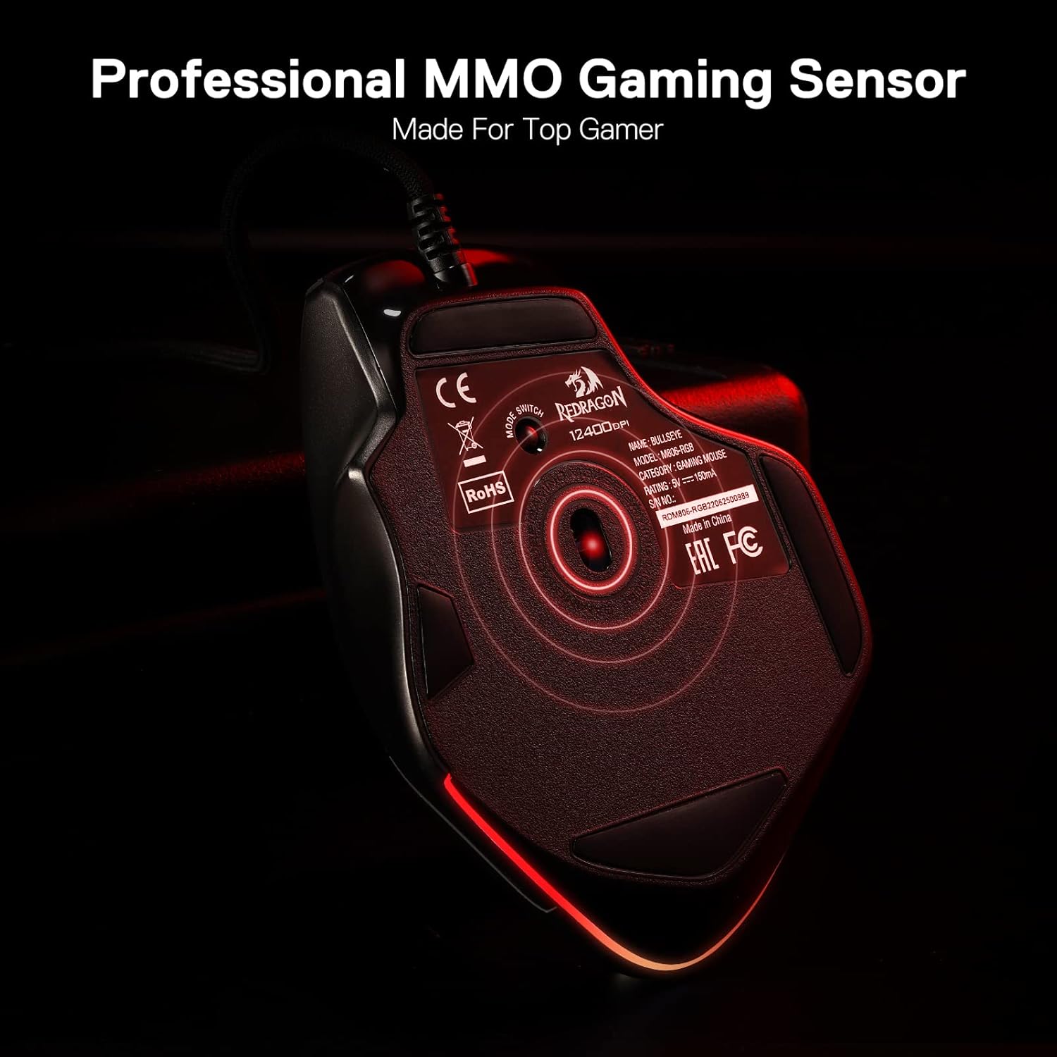 REDRAGON BULLSEYE PRO WIRELESS GAMING MOUSE BLACK M806RGB-PRO thumbnail 14