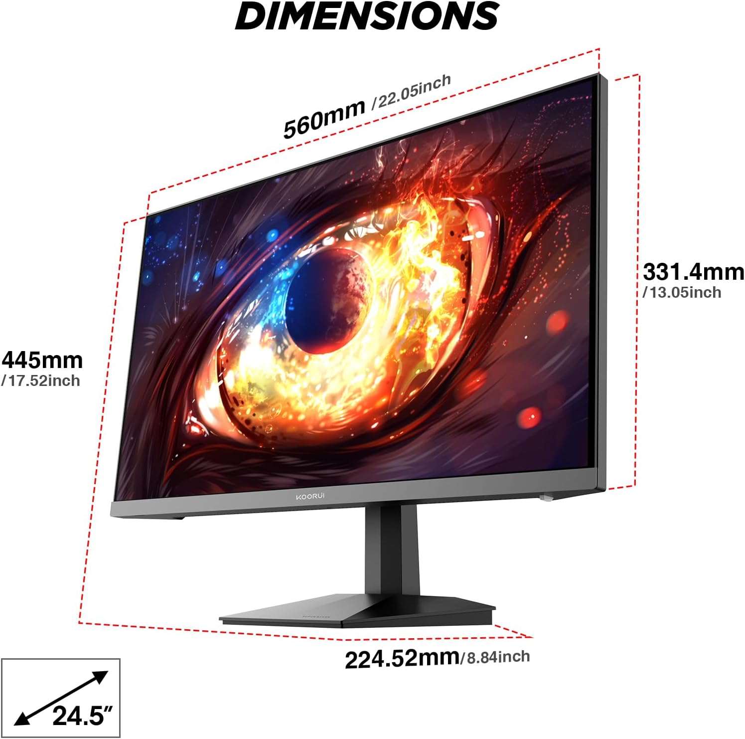 KOORUI 24.5 INCH FHD 1920X1080 200HZ 1MS IPS PANEL GAMING MONITOR G2511P thumbnail 18