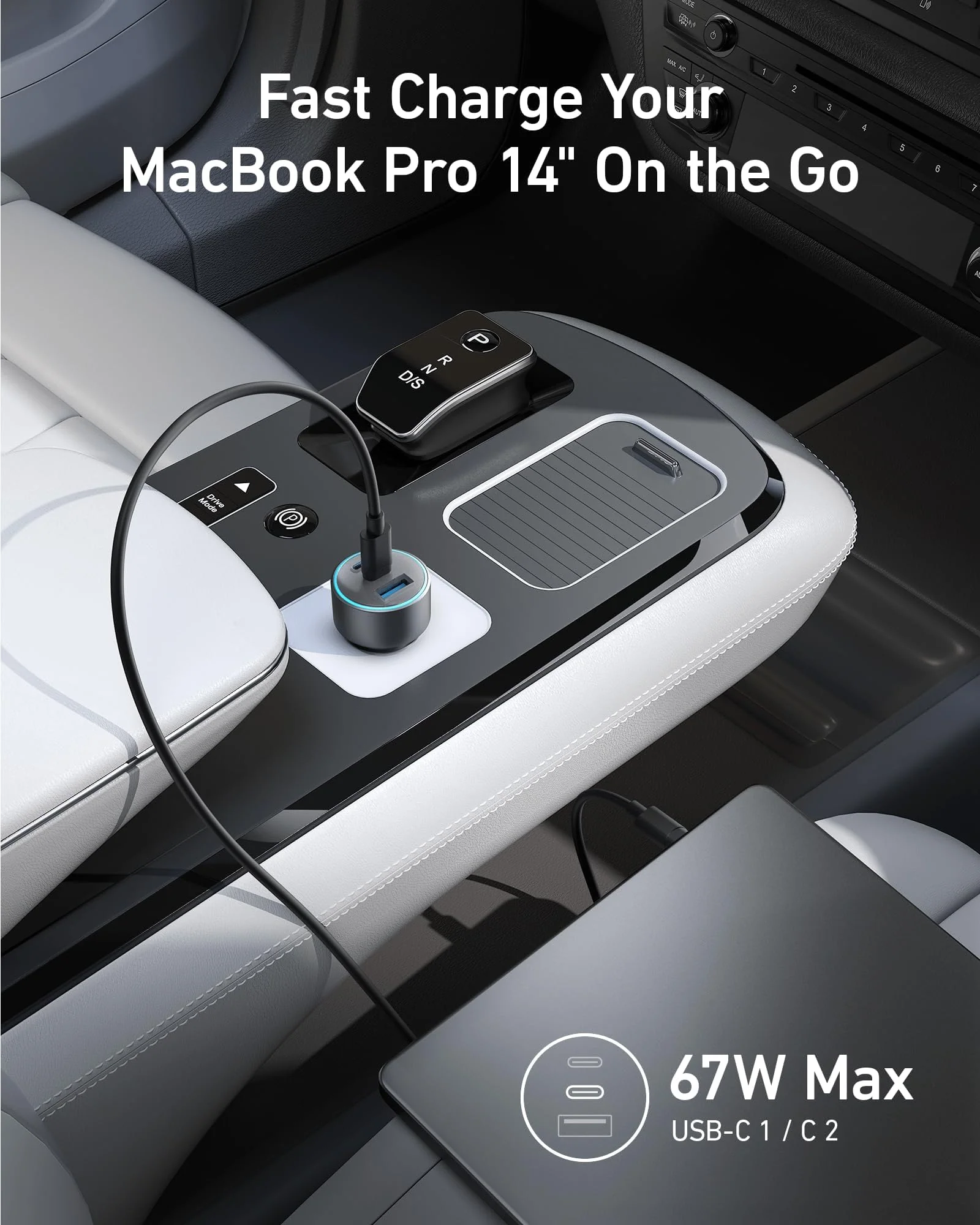 Anker 67W Powerful Triple Port Car Charger with USB-C Cable - Black B2731HA1 thumbnail 8