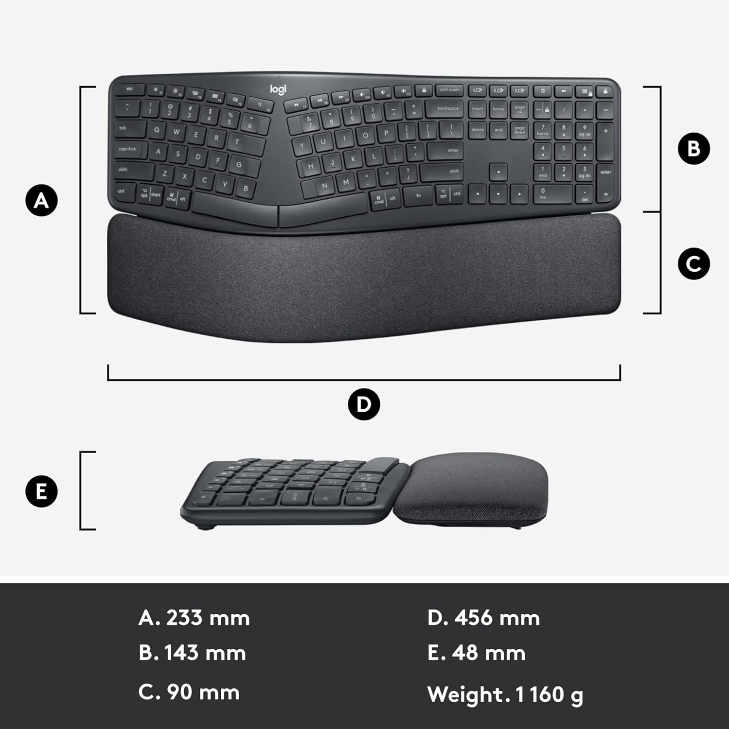 LOGITECH ERGO WIRELESS SPLIT KEYBOARD K860 ENGLISH 920-010359 thumbnail 25
