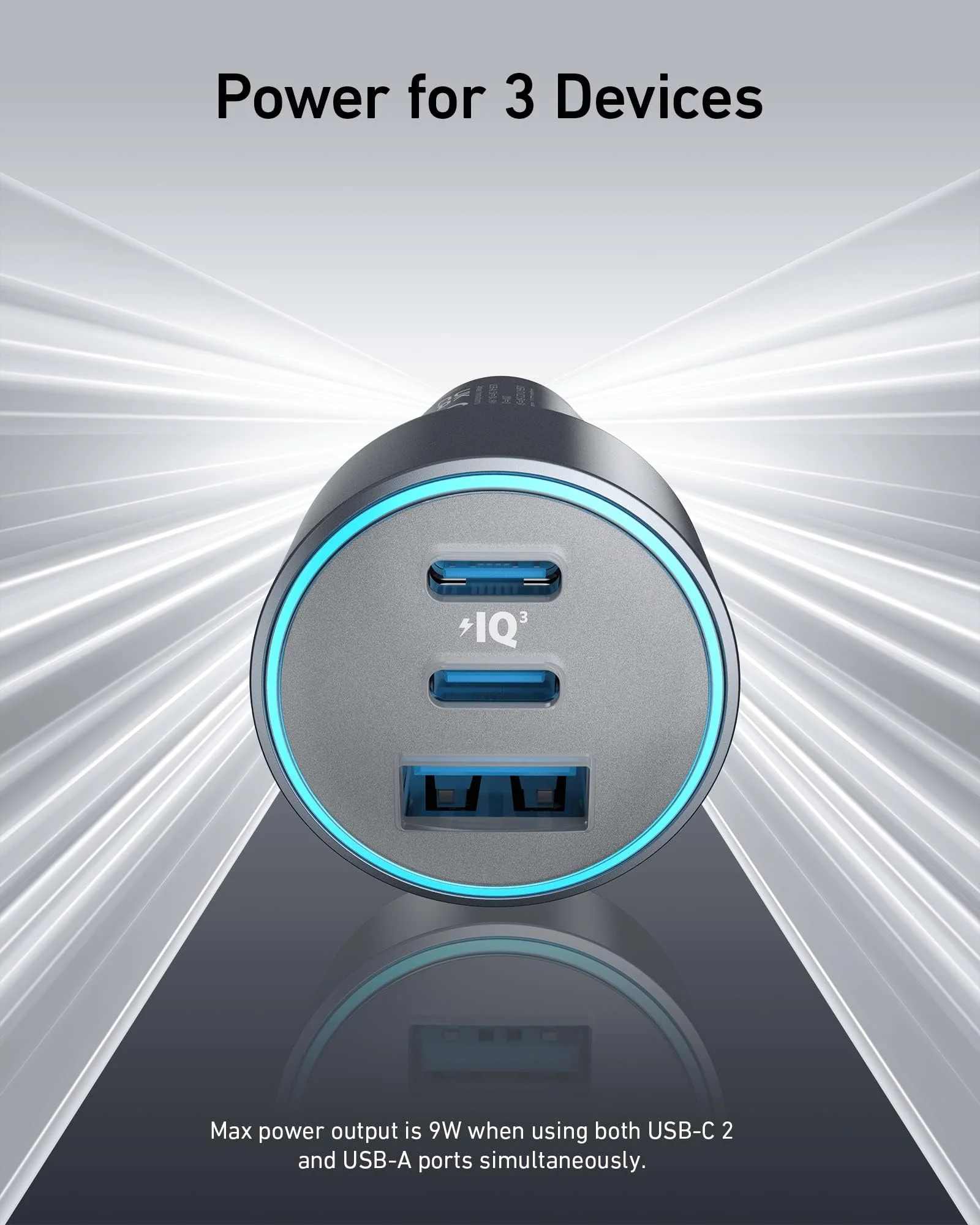 Anker 67W Powerful Triple Port Car Charger with USB-C Cable - Black B2731HA1 thumbnail 2