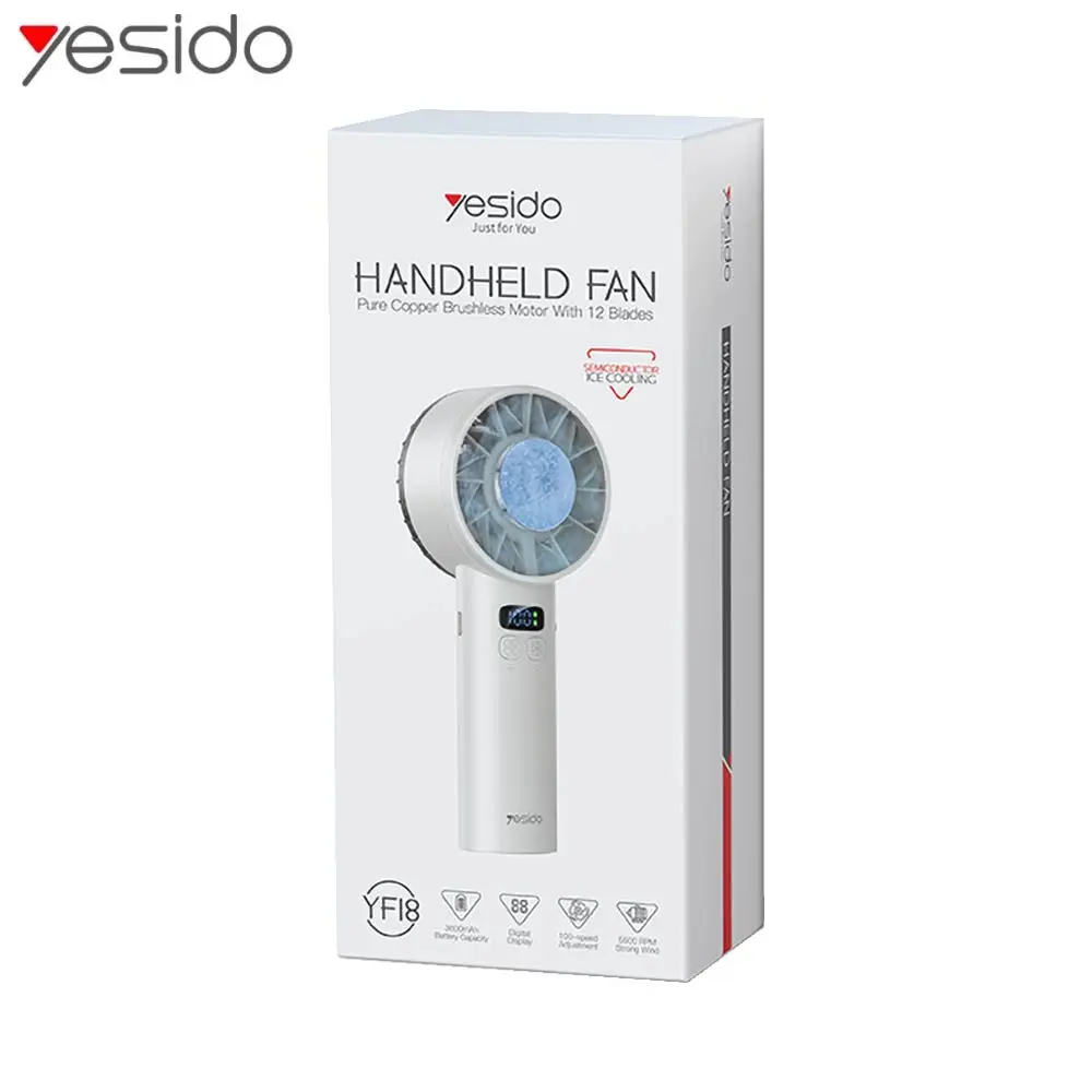 YESIDO HANDHELD FAN WHITE YF18 thumbnail 3
