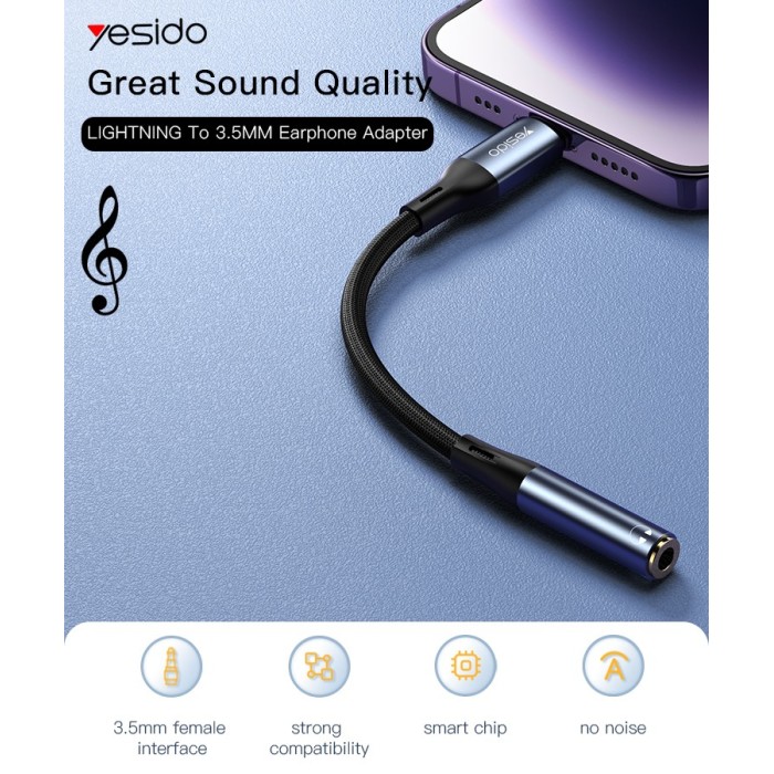 YESIDO LIGHTNING TO AUX CONVERTER YAU37 thumbnail 4