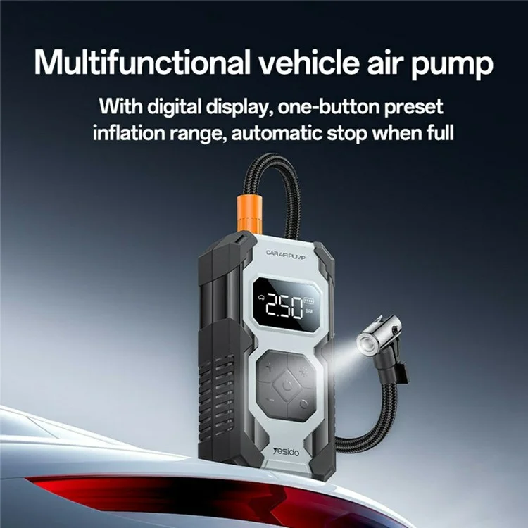 YESIDO TIRE INFLATOR AIR PUMP 7800MAH BLACK VC12 thumbnail 11