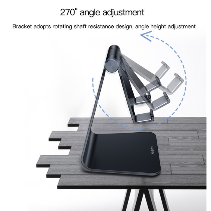 YESIDO MINI FOLDABLE DESKTOP STAND BLACK C96 thumbnail 2