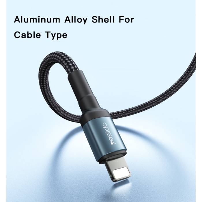 YESIDO 20W USB-C TO LIGHTNING CABLE 1.2M BLACK CA76 thumbnail 7