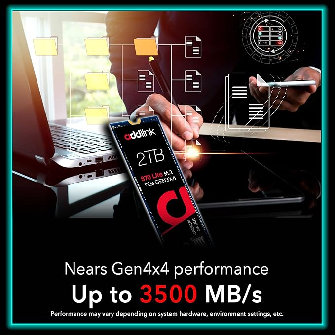 ADDLINK S70 NVME M.2 2280 PCI-E GEN 3X4 2TB SSD BLACK AD2TBS70LTM2P thumbnail 12